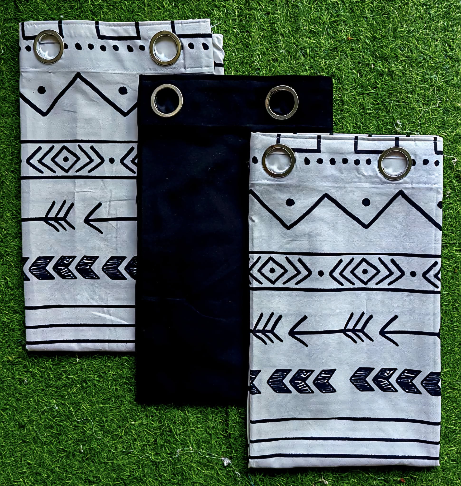 Line Pattern Blackwhite 3in1 Curtain