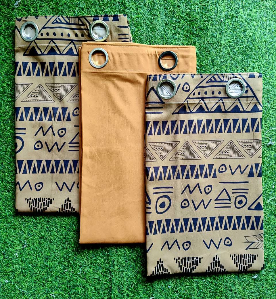 Line Pattern Brown 3in1 Curtain